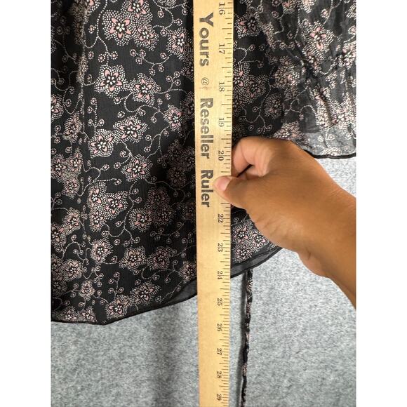 Nine West Blouse Women 10 Black Ruffle Button Front Whimsigoth Ruffle Fairy - Picture 4 of 7